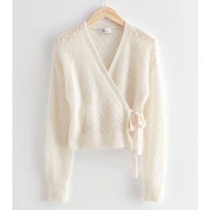 Paris & Other Stories Pointelle Knit Wrap Cardigan women’s size small